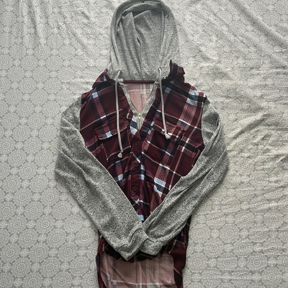 No Boundaries zip flannel hoodie